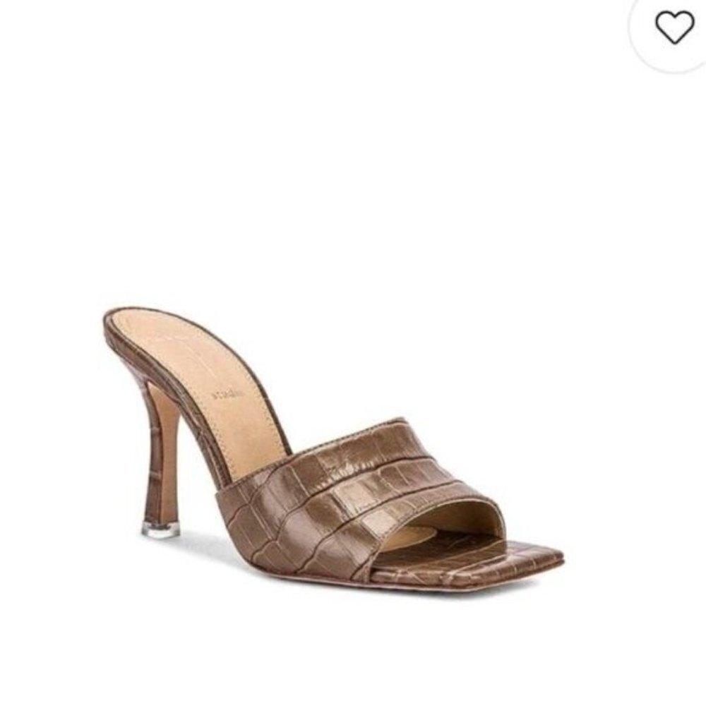 BLACK suede Studio "Valentina" croc embossed mules BNWOT heels women sz 39 NEW